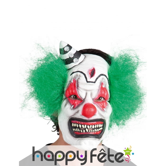 Masque de clown tueur avec cheveux verts