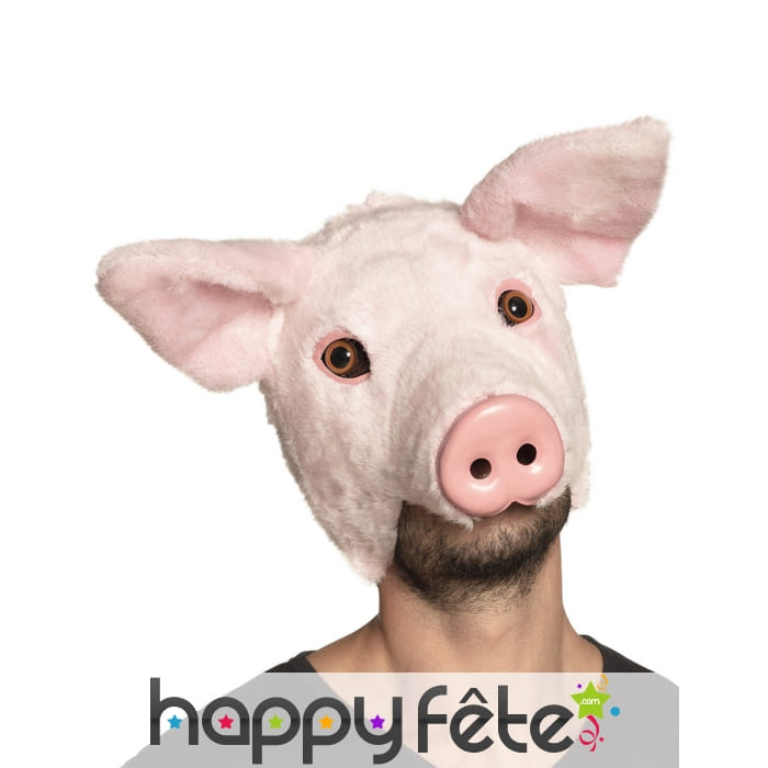 Masque de cochon avec pelage pour adulte