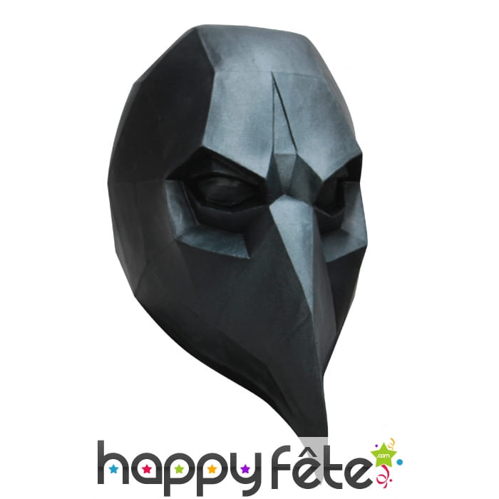 Masque de corbeau low poly noir
