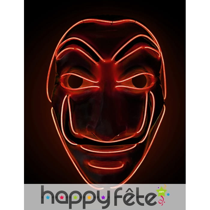Masque de Dali lumineux en led rouge, adulte