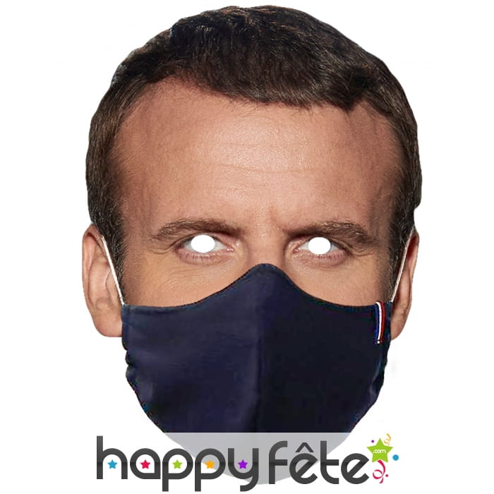 Masque de Emmanuel Macron avec masque, carton plat