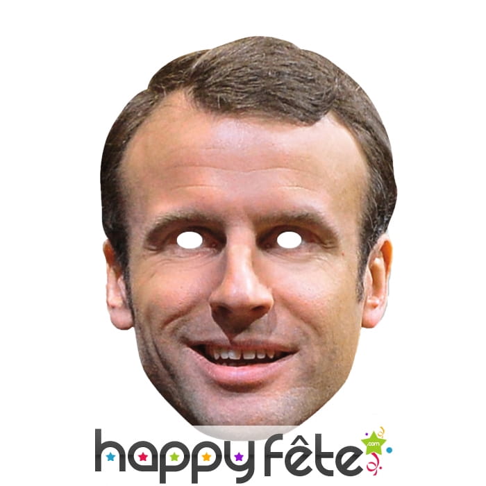 Masque de Emmanuel Macron en carton plat
