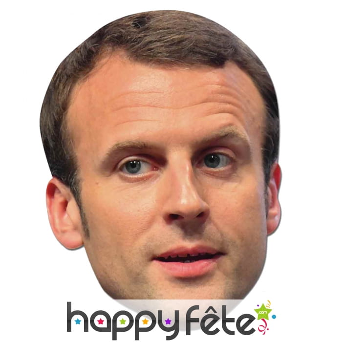 Masque de Emmanuel Macron en carton