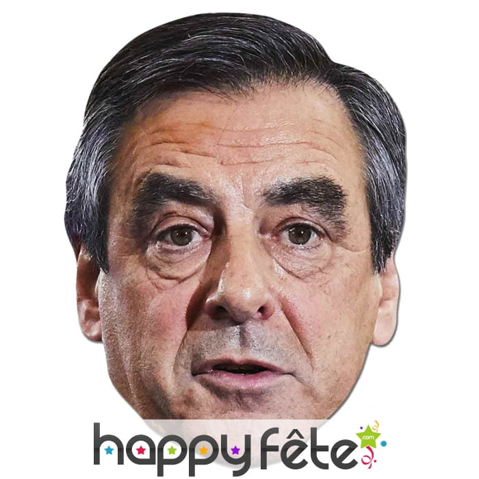 Masque de François Fillon en carton