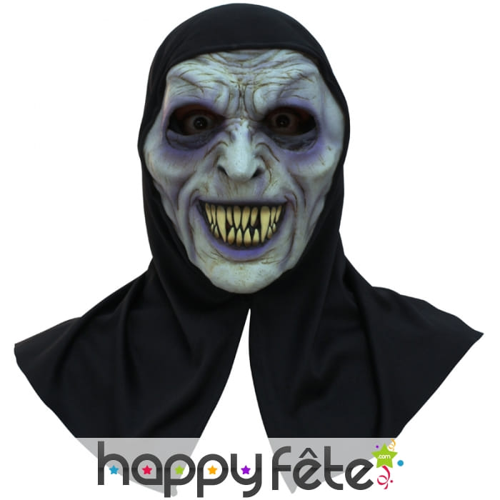 Masque de goule aux grandes dents et capuche