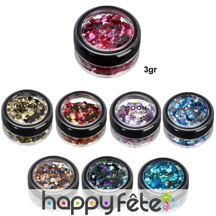 Mélange de grosses paillettes cosmétiques en pot