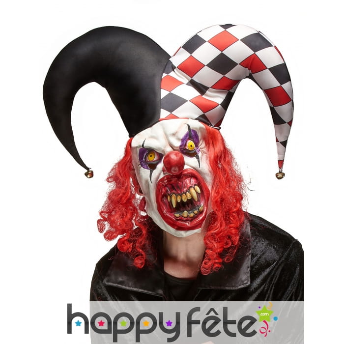 Masque d'horrible clown avec grand chapeau