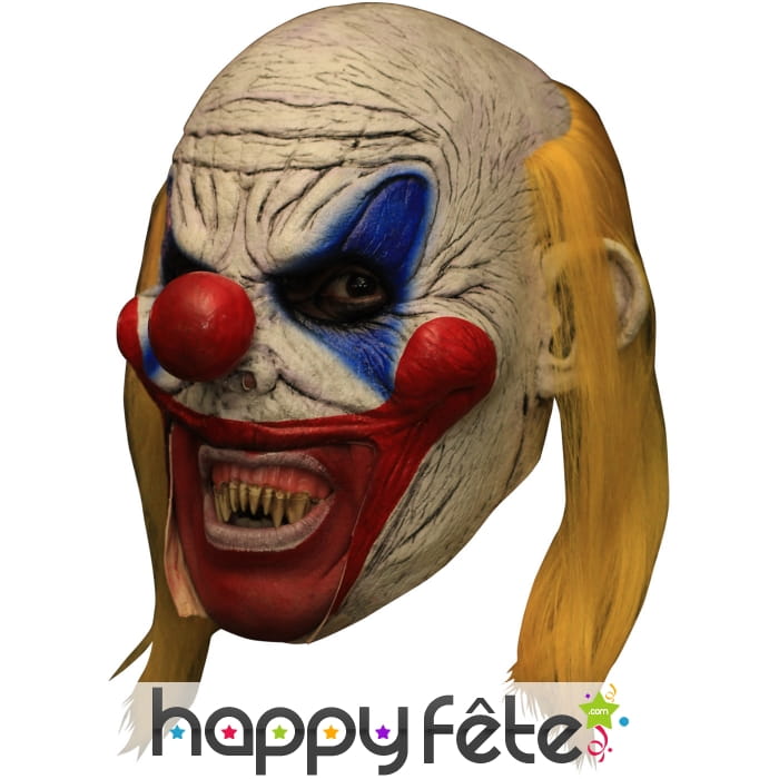 Masque d'horrible clown chauve et cheveux jaunes
