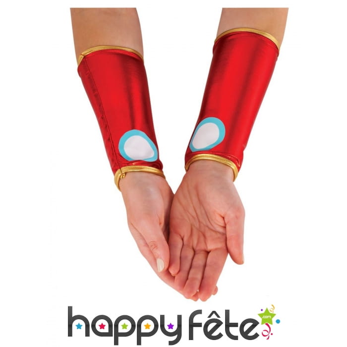 Manchettes de Iron man rouge métal pour femme