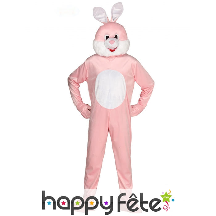 Mascotte de lapin rose pour adulte