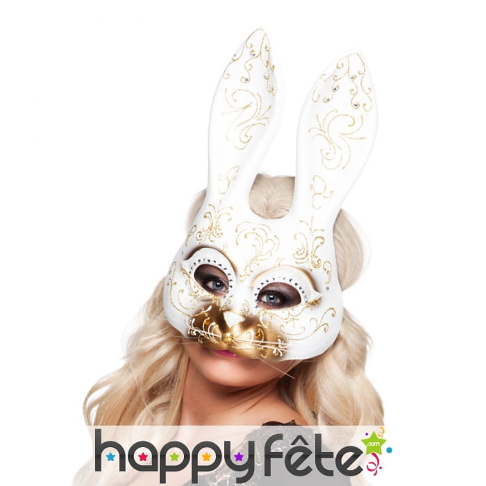 Masque de lapin blanc burlesque, facial