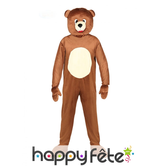 Mascotte d'ours brun pour adulte