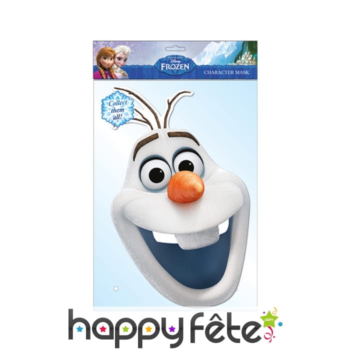 Masque de Olaf reine des neiges, en carton
