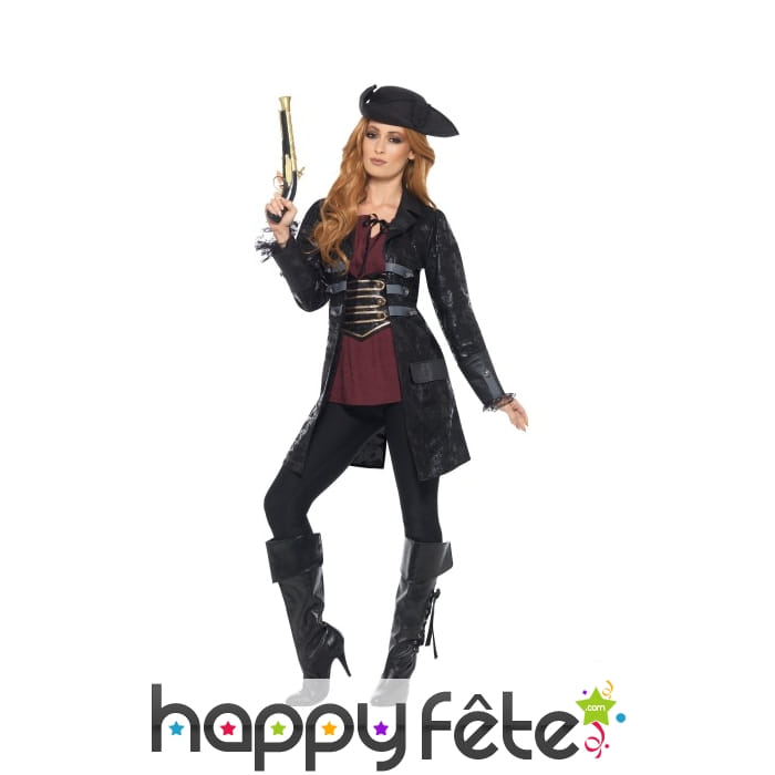 Manteau de pirate noir pour femme