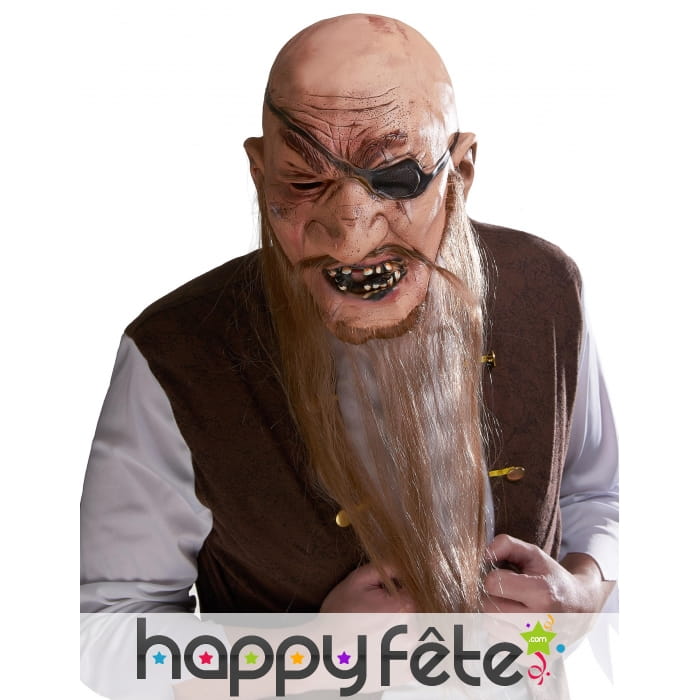 Masque de pirate chauve avec longue barbe
