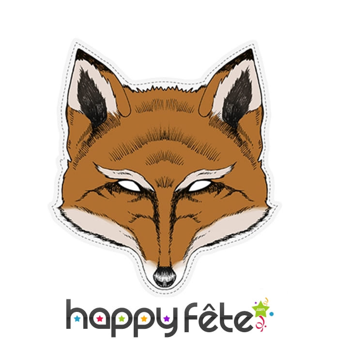Masque de renard dessiné en papier