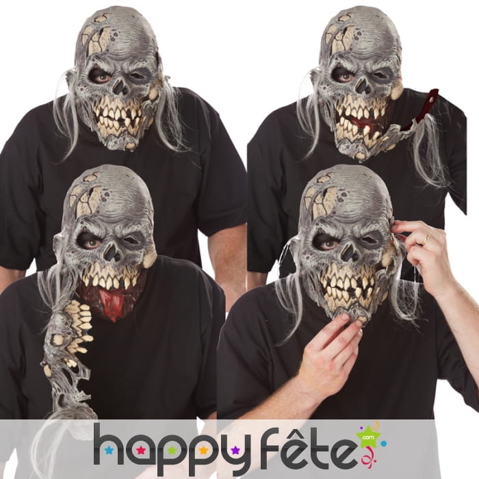 Masque de squelette zombie à machoir détachable