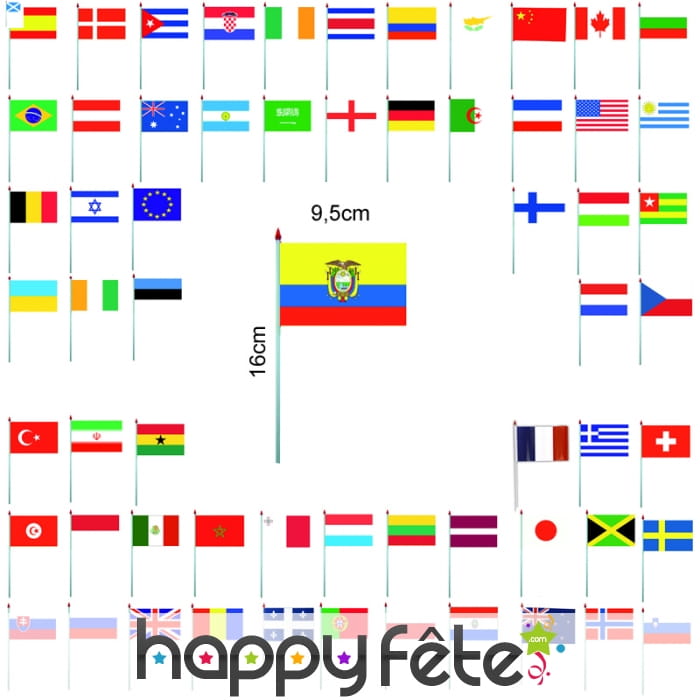 Mini drapeau sur hampe de 9.5 x 16 cm