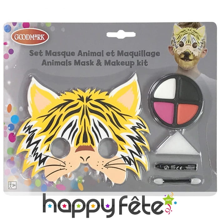 Maquillage de tigre pour enfant, avec masque