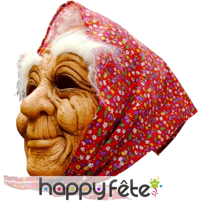 Masque de vieille intégral avec foulard