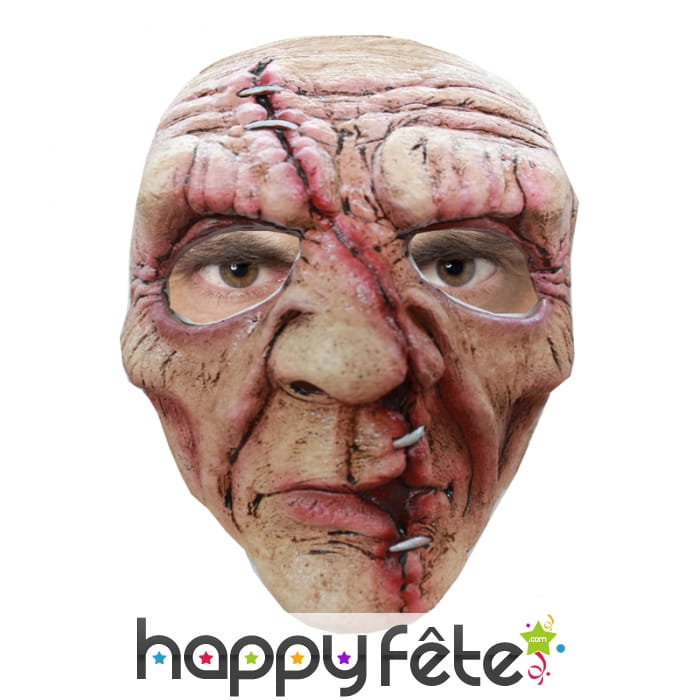 Masque de zombie balafré et recousu