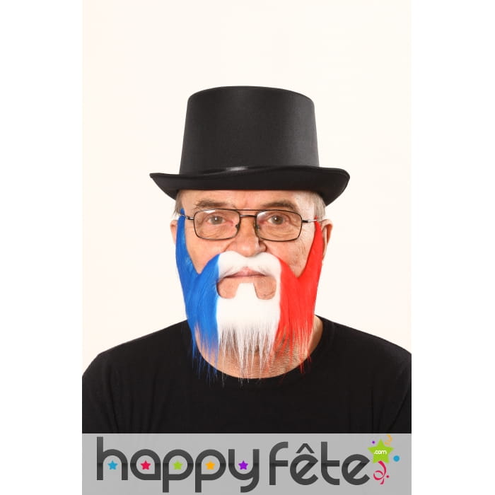 Moustache et barbe bleu blanc rouge