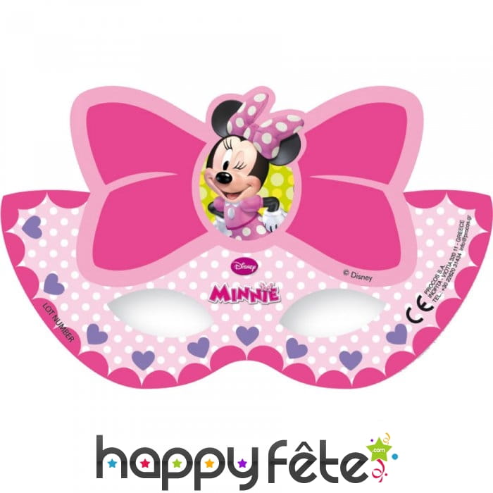 Masques en carton Minnie Mouse noeud rose