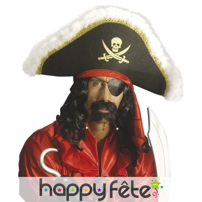 Moustache et double barbiche noire de pirate