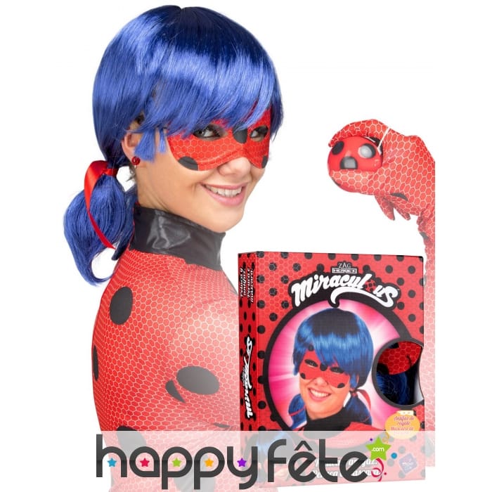 Masque et perruque de Ladybug pour femme, coffret