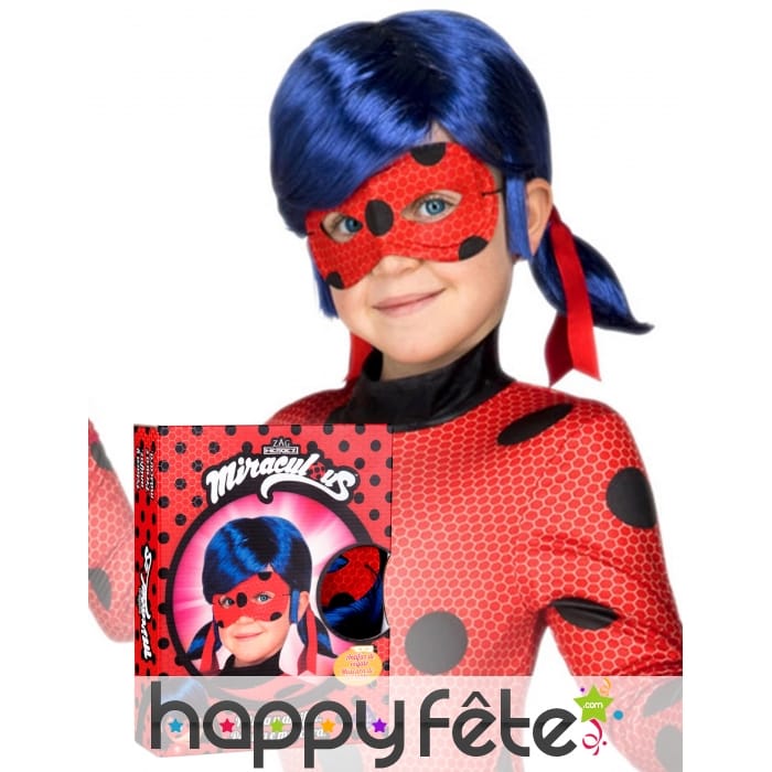 Masque et perruque de Ladybug pour fille, coffret