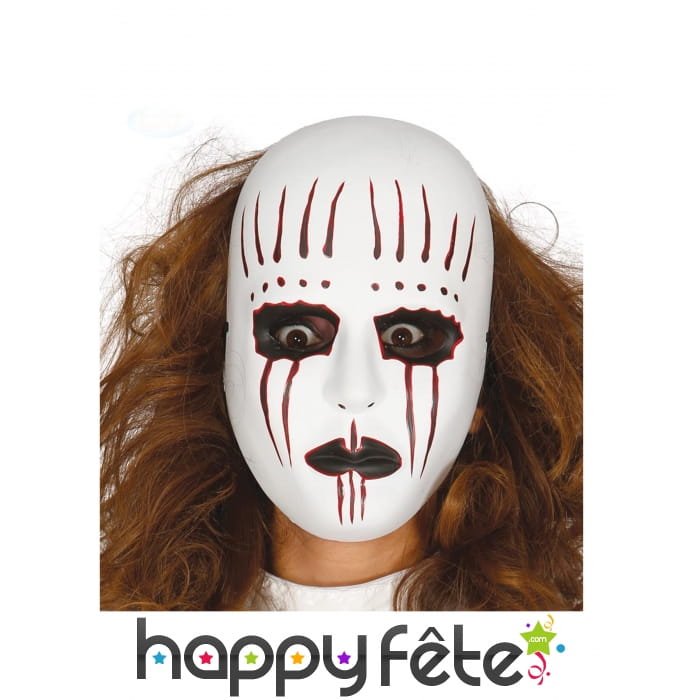 Masque facial blanc traits ensanglantés, adulte