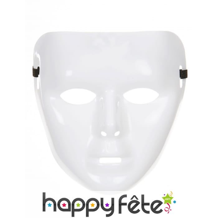 Masque facial blanc uni en plastique souple