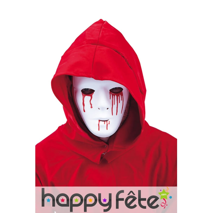 Masque facial blanc uni larmes de sang pour homme