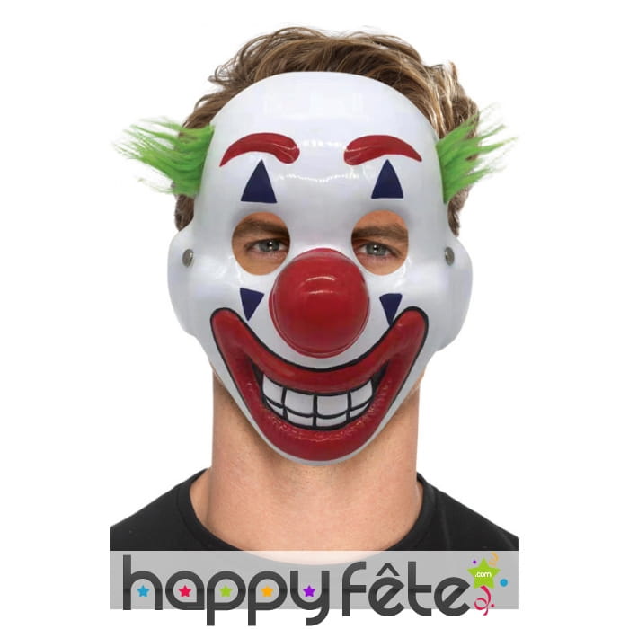 Masque facial de clown avec cheveux verts
