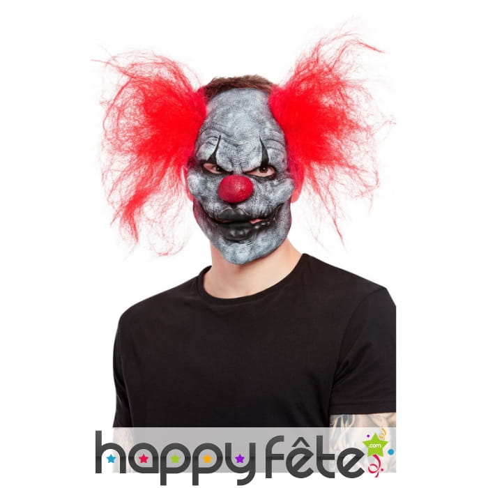 Masque facial de clown sinistre et cheveux rouges