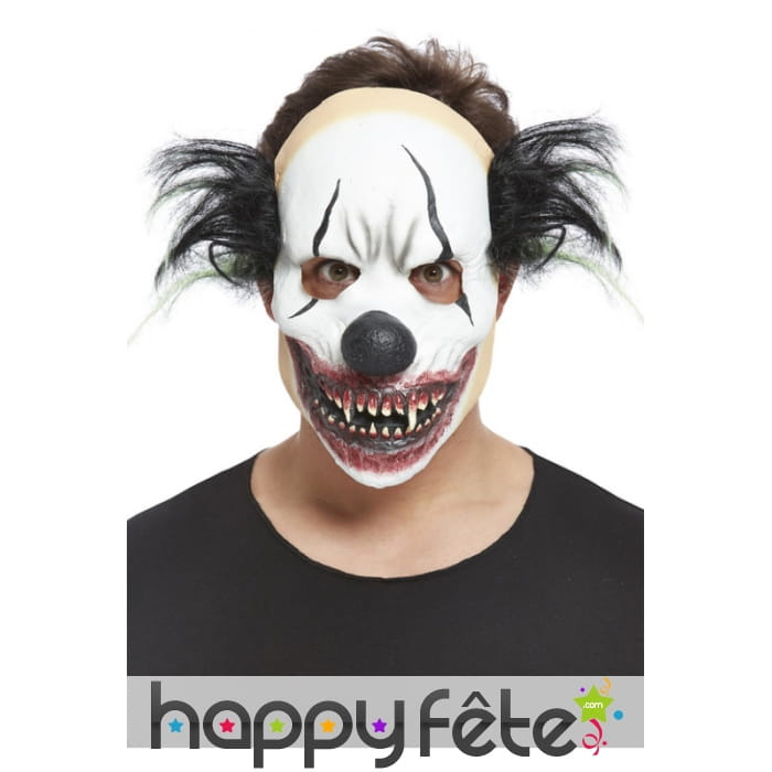 Masque facial de clown sinistre noir et blanc