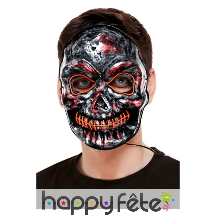 Masque facial de squelette lumineux pour adulte