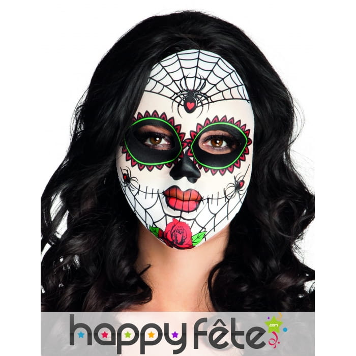 Masque facial Dia de los muertos et araignées
