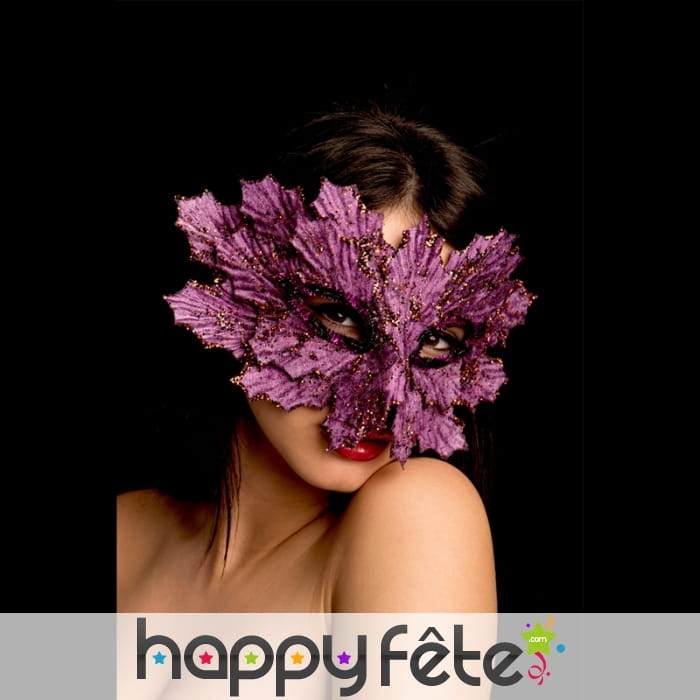Masque feuille violet, en tissu