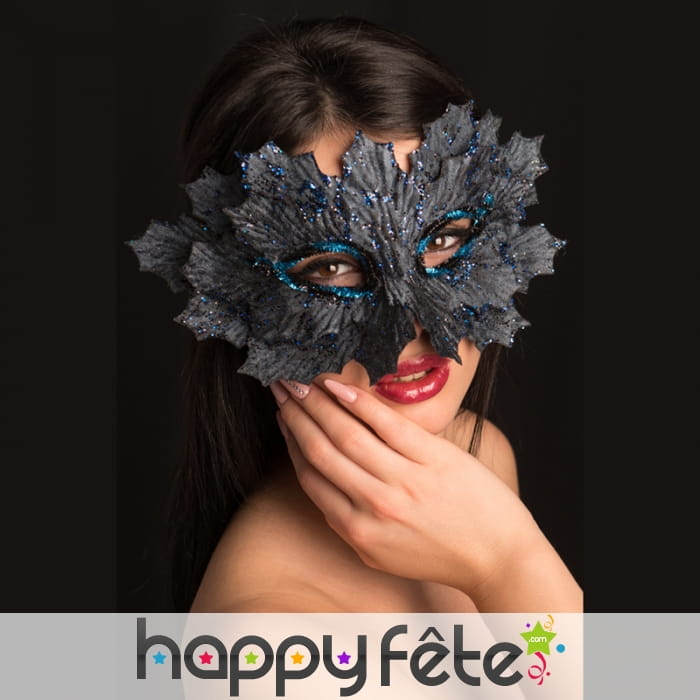 Masque grande feuille recouvert d'éclats bleus