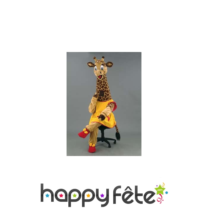 Mascotte girafe robe jaune
