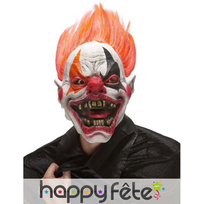 Masque horrible clown avec cheveux rouges