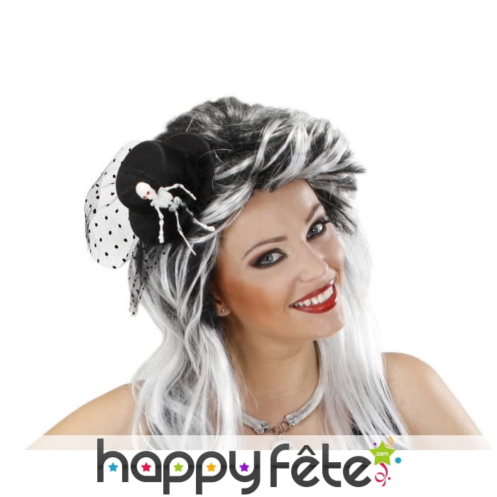 Mini haut de forme noir avec squelette