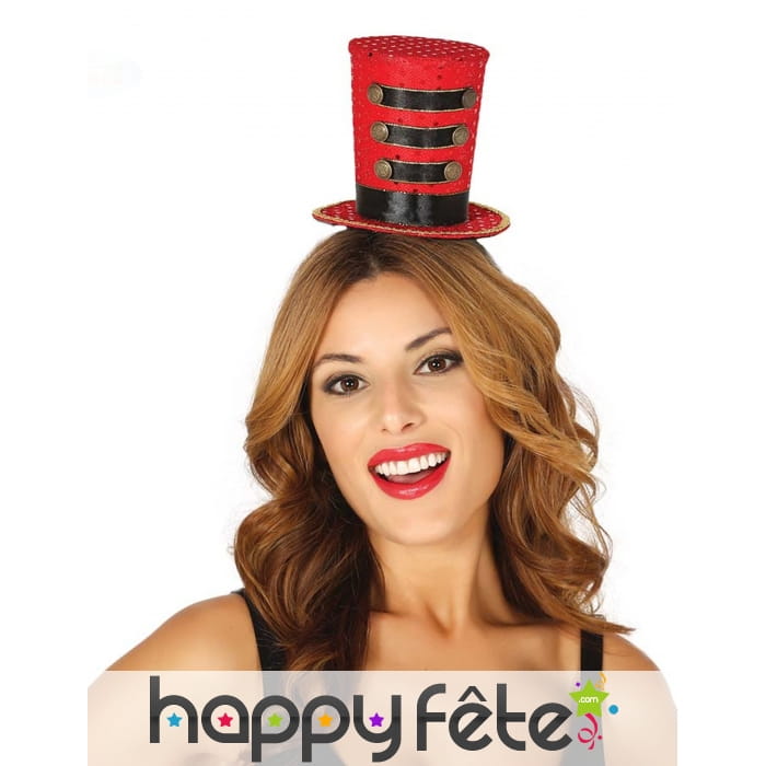 Mini haut de forme rouge madame loyal pour femme