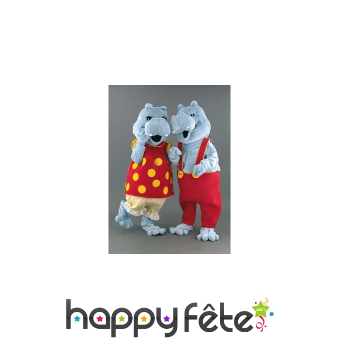 Mascotte hippopotame, monsieur ou madame