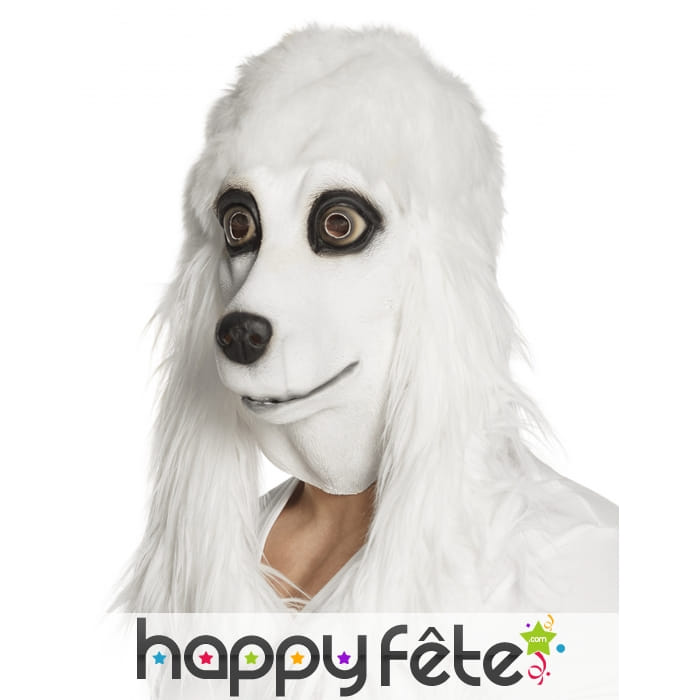 Masque intégral de caniche blanc en latex