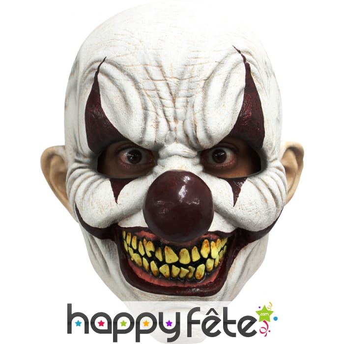 Masque intégral de clown blanc effrayant