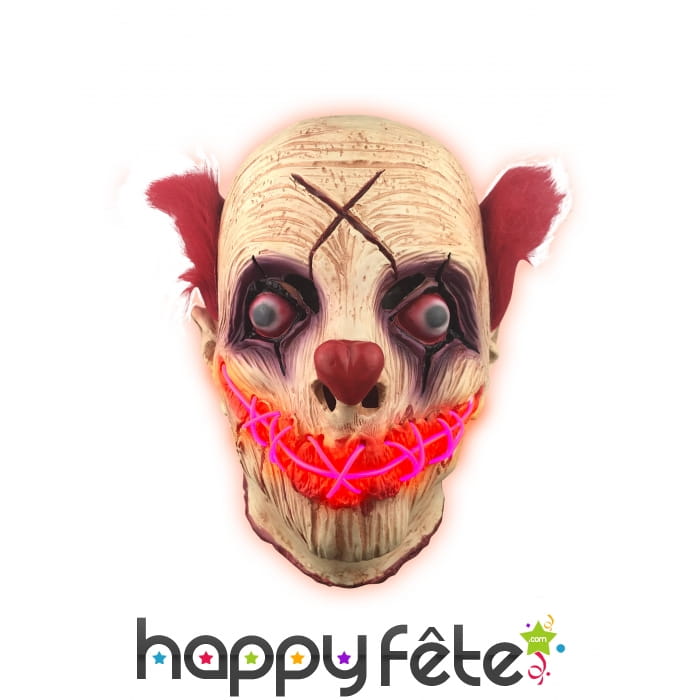Masque intégral de clown zombie lumineux