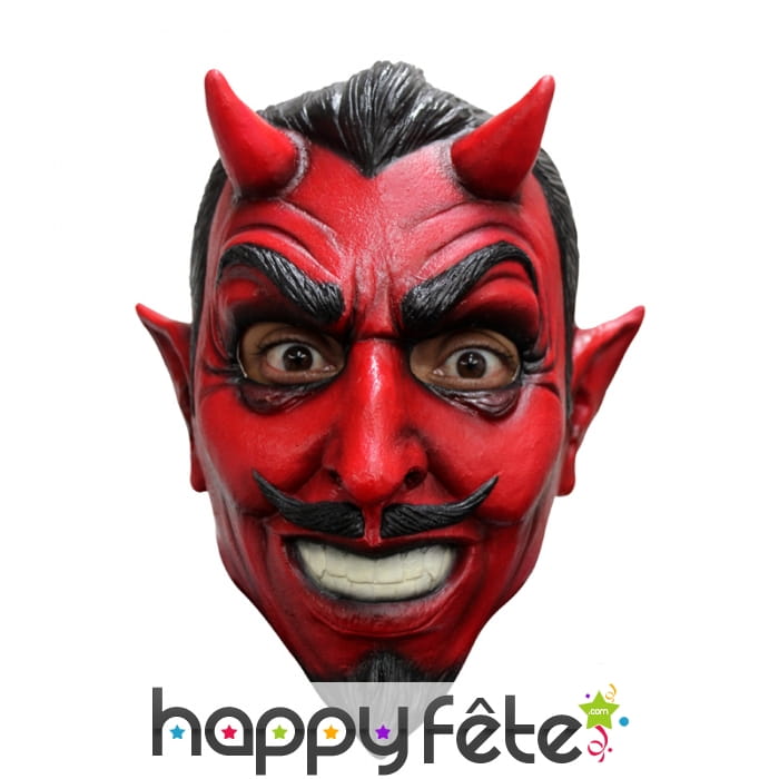 Masque intégral de diable rouge moustachu