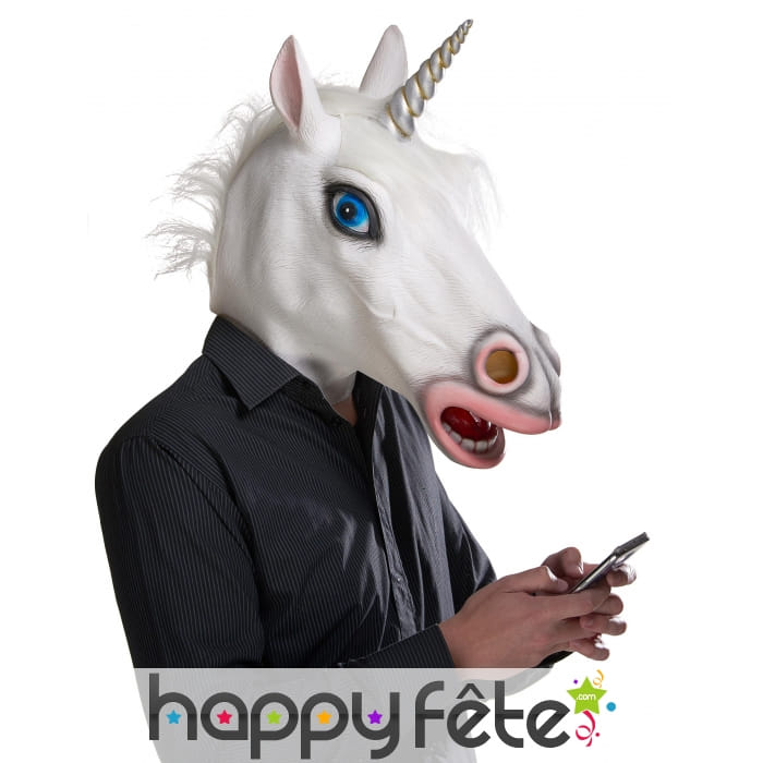 Masque intégral de licorne blanche